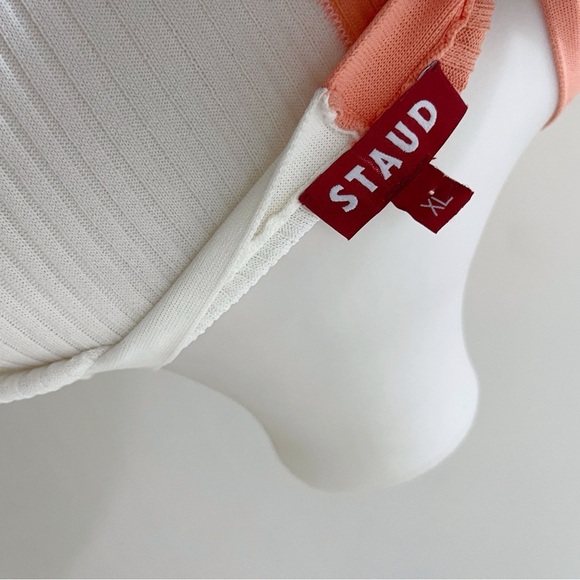 STAUD Shoko Ribbed Knit Long Sleeve Bodycon Dress Colorful Casual Chic - Picture 3 of 6